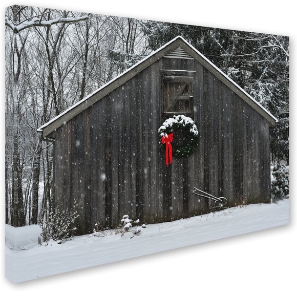 Canvas Christmas barn in the snow - Picture 2 of 3